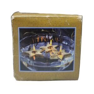 Vintage Holiday Set Of 3 Floating Gold Star Candles Romance Wedding Christmas